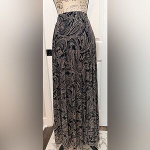 Cato Black and Cream Paisley Maxi Skirt